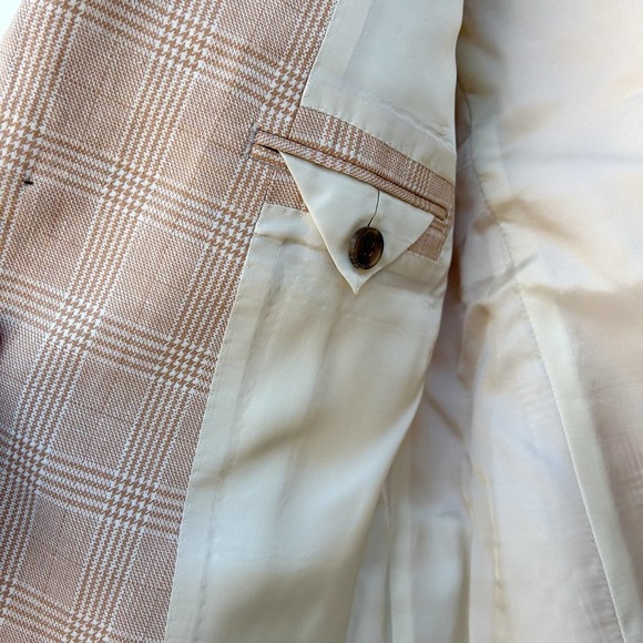 J. Crew Ludlow Plaid Ivory Peach Linen Blazer Jacket Size 8 - Picture 9 of 15